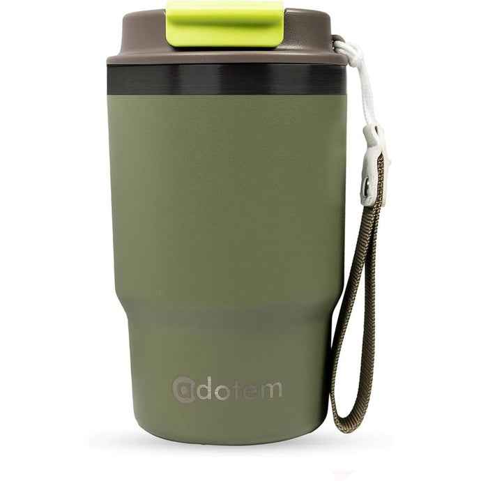 Insulated 16oz Stainless Steel Tumbler Mug Leakproof Double Walled Vacuum Thermal Coffee Cup with 2-in-1 Straw & Lid, Cupholder-Friendly Travel Mug for Hot & Cold Drinks (Olive Green)