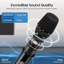Load image into Gallery viewer, Wireless Microphone System, UHF Professional Metal Dynamic Handheld Wireless Microphone, Karaoke Microphone, Suitable for Home KTV, conferences, speeches, Churches, DJs, Weddings, 200 feet (Black)
