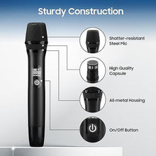 Load image into Gallery viewer, Wireless Microphone System, UHF Professional Metal Dynamic Handheld Wireless Microphone, Karaoke Microphone, Suitable for Home KTV, conferences, speeches, Churches, DJs, Weddings, 200 feet (Black)
