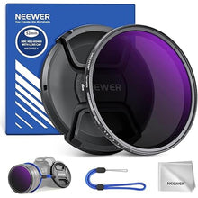 Load image into Gallery viewer, NEEWER 52mm ND2-400 (1-9 Stops) Variable ND Filter with Lens Cap, Lanyard, Cleaning Cloth, Precise Neutral Density Adjustment, Fingerprint &amp; Scratch Resistant Multicoated Optical Glass
