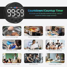 Load image into Gallery viewer, Visual Digital Timer for Kitchen, Classroom, Kids, Productivity, Magnetic Countdown Timer for Egg Cooking, Toddler, Focus, Work, Task, Small Desk Timer with Large LED Display, Super Loud Alarm - White
