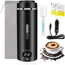 Load image into Gallery viewer, Car Kettle Water Boiler 12V - Portable Electric Kettle Car Coffee Maker 500ml, 4 Adjustable Temperature for Coffee Tea Heater, Car Travel Kettle 316 Stainless Steel (Black)
