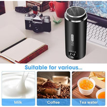 Load image into Gallery viewer, Car Kettle Water Boiler 12V - Portable Electric Kettle Car Coffee Maker 500ml, 4 Adjustable Temperature for Coffee Tea Heater, Car Travel Kettle 316 Stainless Steel (Black)
