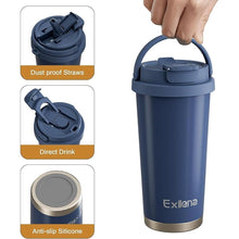 Load image into Gallery viewer, 16oz Tumbler with 3 in 1 Lid - Travel Coffee Tumbler - 100% Leakproof and Spill Proof for Hot and Cold Drink - Coffee Mug for Travel, Office, School...(Denim Blue)
