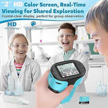 Load image into Gallery viewer, 1000X Pocket Microscope for Kids - 4K 2.0&quot; Screen, Digital Mini Scope with Slides Kit, Rechargeable Lab Handheld Portable Microscopes for Kids 4-12 Students Teens
