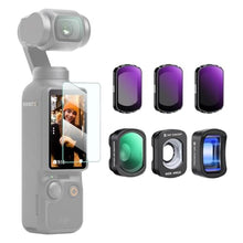 Load image into Gallery viewer, K&amp;F Concept Effect Lens &amp; ND Filter Kit for DJI Osmo Pocket 3, 1.2X Anamorphic Lens+ Wide-Angle Lens+ 10X Macro Lens+ ND8+ND32+ND128, Magnetic Attach/Multi-Coated/Optical Glass
