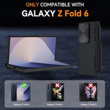 Load image into Gallery viewer, muitq for Samsung Galaxy Z Fold 6 Case with Belt Clip Holster &amp; S Pen Slot &amp; Hinge Protection &amp; Tempered Glass Screen Protector, Magnetic Shockproof Full Body Heavy Duty Phone Case (Black)

