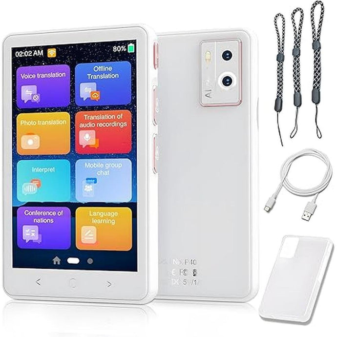 Language Translator Device, Instant Translation No WiFi Needed, Two Way Real-Time Voice Translation, Accurate Offline Recording, Photo Translation for Travel, Business, and Study (White, P40)