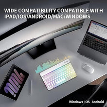 Load image into Gallery viewer, Bluetooth Keyboard &amp; Mouse Combo for iPad - Rechargeable RGB Wireless Set with 7-Color Backlit, Compatible with iPad 10th/9th/8th Gen, iPad Pro/Air/Mini (White).
