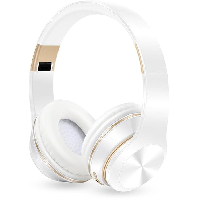 GREAT SAGE Wireless Over Ear Bluetooth Headphones, 20H Playtime, Hi-FI Audio, Deep Bass, with FM and MP3 Player for Travel, Home Office,Game,Chatting Black Color (Pearl White)