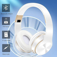 Load image into Gallery viewer, GREAT SAGE Wireless Over Ear Bluetooth Headphones, 20H Playtime, Hi-FI Audio, Deep Bass, with FM and MP3 Player for Travel, Home Office,Game,Chatting Black Color (Pearl White)
