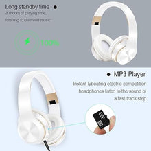 Load image into Gallery viewer, GREAT SAGE Wireless Over Ear Bluetooth Headphones, 20H Playtime, Hi-FI Audio, Deep Bass, with FM and MP3 Player for Travel, Home Office,Game,Chatting Black Color (Pearl White)

