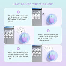 Load image into Gallery viewer, Wireless Mouse Jiggler - LED Wireless Mice with Build-in Mouse Mover, Rechargeable Moving Mouse for Laptop with Undetectable Random Movement Keeps Computers Awake - Purple to Green
