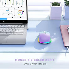 Load image into Gallery viewer, Wireless Mouse Jiggler - LED Wireless Mice with Build-in Mouse Mover, Rechargeable Moving Mouse for Laptop with Undetectable Random Movement Keeps Computers Awake - Purple to Green
