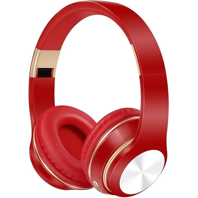 GREAT SAGE Wireless Over Ear Bluetooth Headphones, 20H Playtime, Hi-FI Audio, Deep Bass, with FM and MP3 Player for Travel, Home Office,Game,Chatting Black Color (Hot Red)
