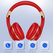 Load image into Gallery viewer, GREAT SAGE Wireless Over Ear Bluetooth Headphones, 20H Playtime, Hi-FI Audio, Deep Bass, with FM and MP3 Player for Travel, Home Office,Game,Chatting Black Color (Hot Red)
