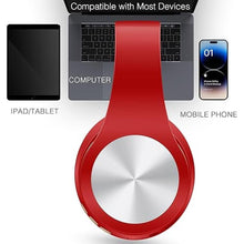 Load image into Gallery viewer, GREAT SAGE Wireless Over Ear Bluetooth Headphones, 20H Playtime, Hi-FI Audio, Deep Bass, with FM and MP3 Player for Travel, Home Office,Game,Chatting Black Color (Hot Red)
