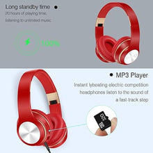 Load image into Gallery viewer, GREAT SAGE Wireless Over Ear Bluetooth Headphones, 20H Playtime, Hi-FI Audio, Deep Bass, with FM and MP3 Player for Travel, Home Office,Game,Chatting Black Color (Hot Red)
