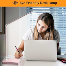 Load image into Gallery viewer, LED Desk Lamp with USB Ports,Touch Desk Lamps for Home Office with 5 Color Modes,3 Brightness Desk Light with Small Night Light,Reading Lamp Table Lamp for Bedroom Bedside Study Pink ?with adapter?

