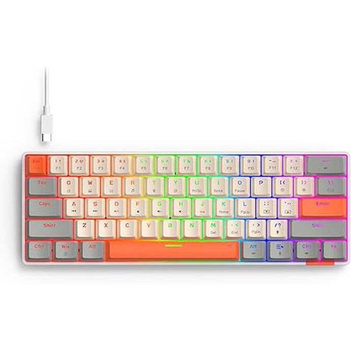 EVO Compact 61 Mechanical Gaming Keyboard - Rainbow Lighting Effect - Retro Style