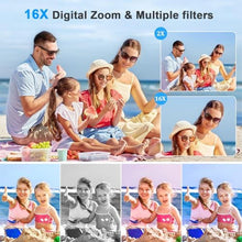 Load image into Gallery viewer, 4K Digital Camera, Autofocus Vlogging Cameras for Photography with 32GB Card, 50MP Portable Compact Point and Shoot Digital Camera for Beginner Teens Adult with 16X Zoom Anti-Shake, 2 Batteries
