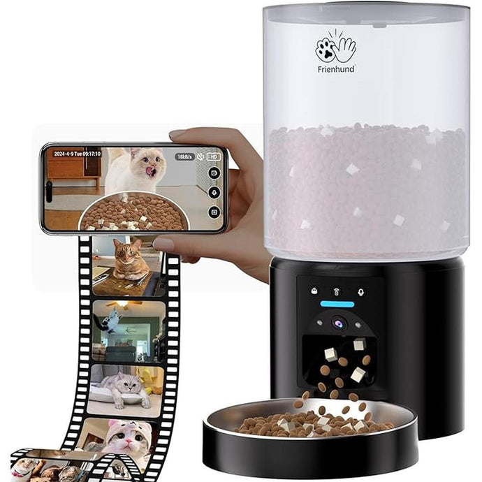 Automatic Cat Feeder with 2K HD Camera: 5G WiFi Automatic Dog Feeder with Sealed Outlet, 5L Large Cat Food Storage Container with Freshness for Multiple Pets,Detachable for Easy Clean-21 Cup