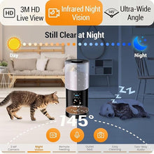 Load image into Gallery viewer, Automatic Cat Feeder with 2K HD Camera: 5G WiFi Automatic Dog Feeder with Sealed Outlet, 5L Large Cat Food Storage Container with Freshness for Multiple Pets,Detachable for Easy Clean-21 Cup
