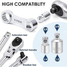 Load image into Gallery viewer, 10PCS Torque Adapter Set Metric, 10, 12, 13, 14, 15, 17, 19mm Torque Wrech Extension Adapter, 12 Point Box End Torque Wrench Adapter 3/8&quot; Drive, with 1/2&#39;&#39; and 1/4&#39;&#39; Adapters, EVA Foam
