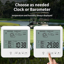 Load image into Gallery viewer, Digital Barometer Ambient Weather Forecast Clock Thermometer and Hygrometer for Golf Cart, Boat, Home, Office Easy to See Time, Temperature, Humidity, &amp; Pressure
