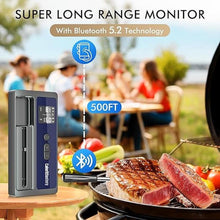 Load image into Gallery viewer, Wireless Meat Thermometer: 500FT Bluetooth Smart Meat Thermometer for Cooking and Grilling, CaloriMastery Digital Food Thermometer with Ultra-Thin Probe for Oven Safe, Kitchen, Smoker, BBQ
