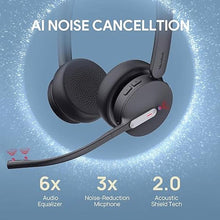 Load image into Gallery viewer, Yealink WH64 Hybrid Dual Wireless Headset with DECT Dongle, 492ft Range,Teams Zoom,Skype, UC,Bluetooth On Ear Work Headphones with 3X Noise Cancelling Mic, 32H Talk Time, Office PC, Computer,IP Phone
