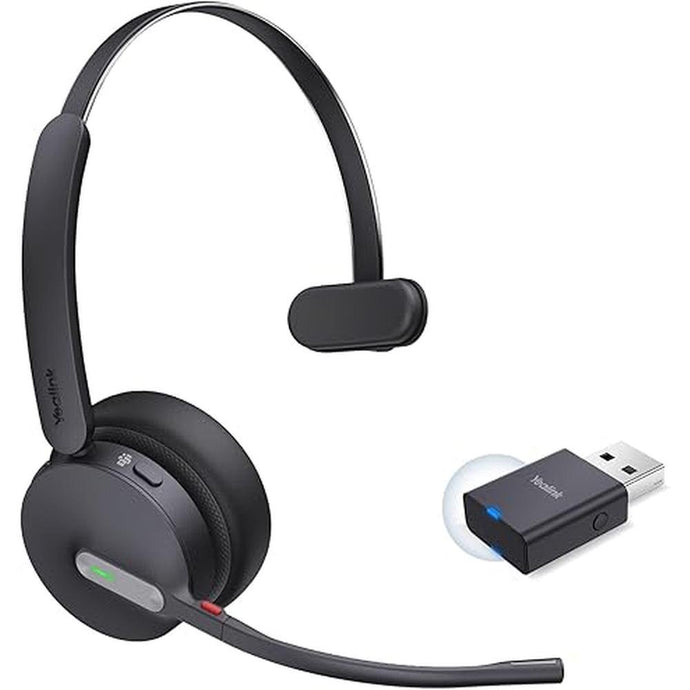 Yealink WH64 Hybrid Mono Wireless Headset with DECT Dongle, 492ft Range,Teams Zoom,Skype, UC Bluetooth Single On Ear Headphones with 3X Noise Cancelling Mic, 26H Talk Time, Office PC, Computer, Phone