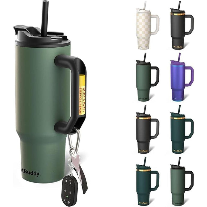 Frost Buddy Thicc Buddy - 30 oz Stainless Steel Vacuum Insulated Tumbler with Lid and Straw for Water - Travel Mug Cupholder Friendly - Gifts for Women Men Him Her (Olive)