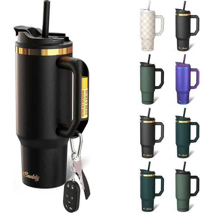 Frost Buddy Thicc Buddy - 30 oz Stainless Steel Vacuum Insulated Tumbler with Lid and Straw for Water - Travel Mug Cupholder Friendly - Gifts for Women Men Him Her (Texas Tea)