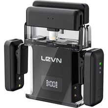 Load image into Gallery viewer, LEVN Wireless Lavalier Microphone, 2 TX + 2 RX + Charging Case, Mini Mic with Noise Cancellation, 20H Battery, Wireless Microphone for iPhone 15/14/13/12, Android (Black)
