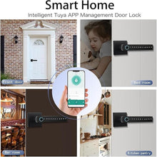Load image into Gallery viewer, MINIA Modern Black Biometric Door Lock with Fingerprint, Anti-Peeping Password, Passcode Unlock, Fob Unlock for Home
