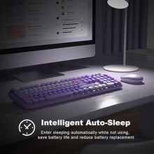 Load image into Gallery viewer, Wireless Keyboard and Mouse Combo, Full Size Retro Keyboard with Number Pad and 2 in 1 USB Connected Mouse for Windows 7/8/10, Laptop, Desktop, PC, Computer (Purple Colorful)
