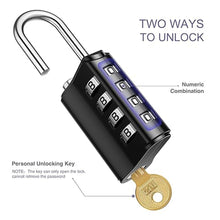 Load image into Gallery viewer, 2 Pack Combination Padlock, Gate Lock with Key, 4 Digit Zinc Alloy Combination Lock with 10000 Combinations, Weatherproof Code Locks Outdoor for School, Gym Locker, Employee Locker, Shed, Fence
