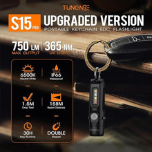 Load image into Gallery viewer, S15Pro Keychain Flashlight,750 High Lumen EDC Pocket Flashlight with Clip,USB C Rechargeable Mini Flashlight with Magnet,Suitable for Hiking, Camping, Repair(Black)
