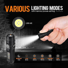 Load image into Gallery viewer, S15Pro Keychain Flashlight,750 High Lumen EDC Pocket Flashlight with Clip,USB C Rechargeable Mini Flashlight with Magnet,Suitable for Hiking, Camping, Repair(Black)
