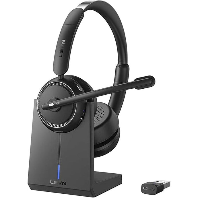 Wireless Headset with Mic for Work,Bluetooth Headset with Microphone (Noise Cancelling & Mute Button)Wireless Headphones with Mic for Work from Home/Office/PC/Call Center/Computer/Laptop/Teams/Zoom