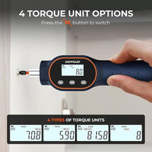 Load image into Gallery viewer, Digital Torque Screwdriver 7.08–70.8 in-lbs, 1/4" Drive – for Electronics Repair, Optics Installation, Bike Assembly, Mechanical Tools &amp; Calibration – LED Display, Buzzer, 999 Data Storage
