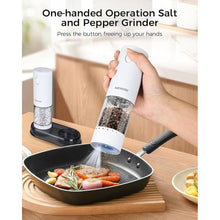 Load image into Gallery viewer, Electric Salt and Pepper Grinder Set, Rechargeable with LED Lights, Stainless Steel Automatic Pepper &amp; Salt Mill, Adjustable Coarseness, Large Capacity, White

