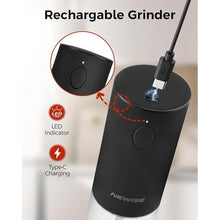 Load image into Gallery viewer, Electric Salt and Pepper Grinder Set, Mothers Day Gifts, Rechargeable with LED Lights, Stainless Steel Automatic Pepper &amp; Salt Mill, Adjustable Coarseness, Large Capacity, Black
