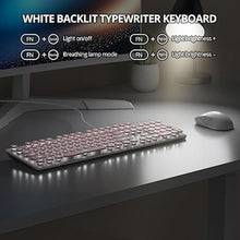 Load image into Gallery viewer, Quiet Keyboard Wired Membrane Keyboard Pink, Full Size 104 Keys Typewriter Key Board with Number Pad, White LED Backlit, Round Keycaps, Cute Computer Keyboards (Pink)
