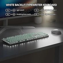 Load image into Gallery viewer, Quiet Keyboard Wired Membrane Keyboard Green, Full Size 104 Keys Typewriter Key Board with Number Pad, White LED Backlit, Round Keycaps, Cute Computer Keyboards (Light Green)
