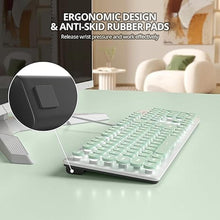 Load image into Gallery viewer, Quiet Keyboard Wired Membrane Keyboard Green, Full Size 104 Keys Typewriter Key Board with Number Pad, White LED Backlit, Round Keycaps, Cute Computer Keyboards (Light Green)
