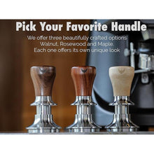 Load image into Gallery viewer, 58.5mm Tamper Fits 58mm Portafilters Calibrated Auto-Leveling and Double Spring Loaded Design Stainless Steel Ripple Base Espresso Tamper with 20lb / 25lb / 30lbs Replacement Springs
