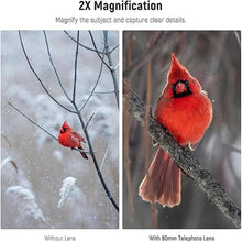 Load image into Gallery viewer, NEEWER 60mm Telephoto Lens with 17mm Thread Phone Lens Clip &amp; 67mm Filter Adapter Ring, 2X Magnification Compatible with iPhone Samsung, LS-41 PRO
