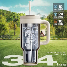 Load image into Gallery viewer, 40 oz Tumbler with Handle, 2-in-1 Straw and Sip Lid, Leakproof, Dishwasher Safe, Insulated Stainless Steel Travel Coffee Mug, Keeps Cold for 34 Hours, Fits in Car Cup Holder (Oat)
